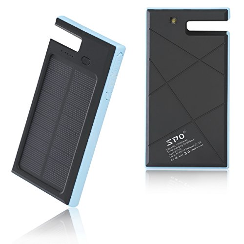 10000mAh Solar Charger with Phone Dock & Flashlight Function, 10000mAh Portable Solar Power Bank, Rainproof Shockproof Solar Charger for iPhone, iPad, Samsung, Tablets, Camera, Blue