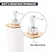 KRALIX Adina 4-Piece Bathroom Accessory Set, Includes Lotion Soap Dispenser, Soap Dish, Tumbler and Toothbrush Holder, White with Bamboo