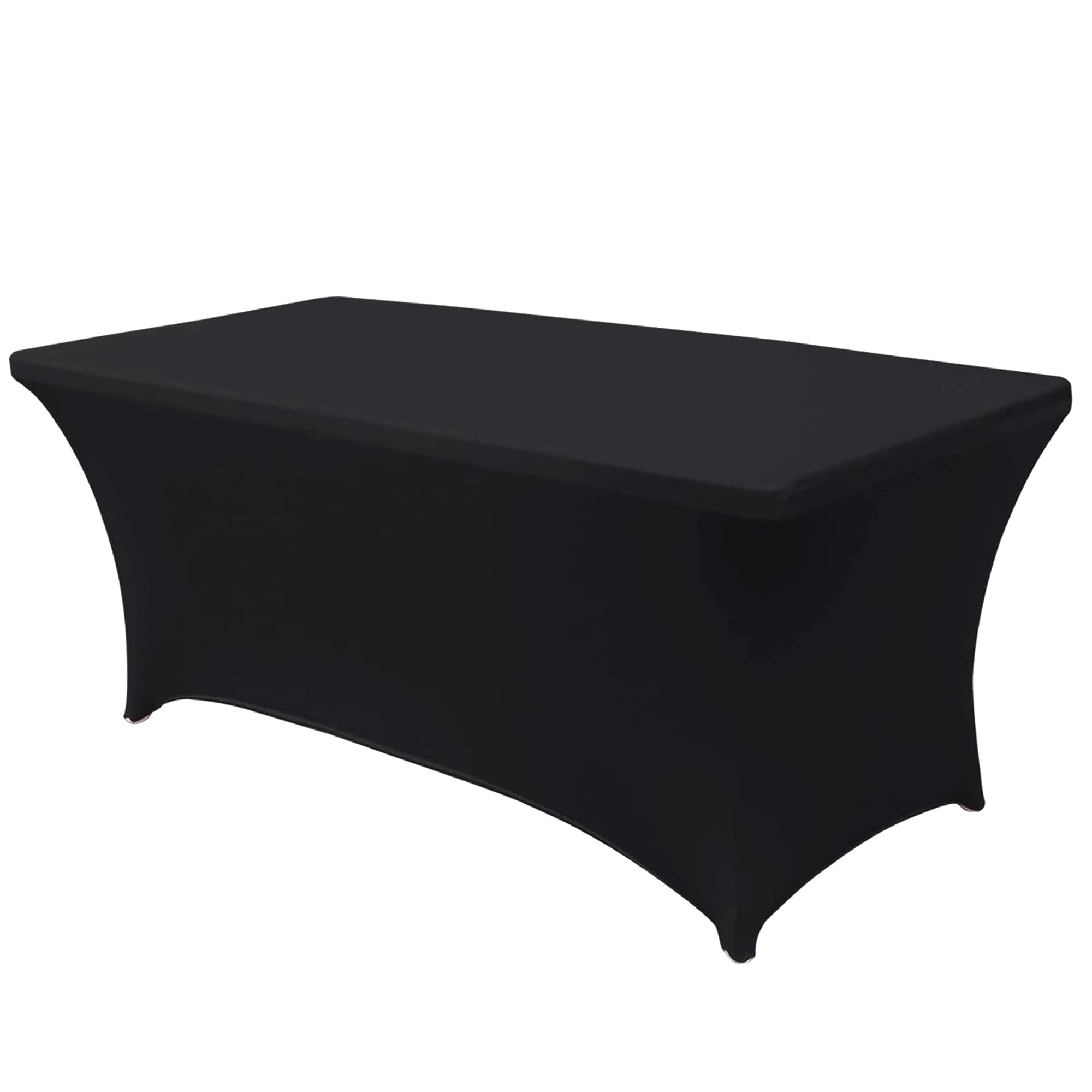 Time to Sparkle 3 PCS 6ft Stretch Spandex Table Cover for Standard Folding Tables - Universal Rectangular Fitted Tablecloth Protector for Wedding, Banquet and Party (Black)