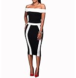 TheFound Women's Black and white Stripes Cocktail Party Evening Bodycon Dress