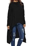 Dokotoo Womens High Low Tunic Sweatshirts String Hoodie With Pocket XX-Large Black