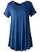 LARACE Women Short Sleeves Flare Tunic Tops for Leggings Flowy Shirt (L, Steel Blue)