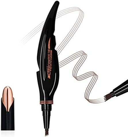 Feather Eyebrow Pencil - Tattoo Eyebrow Pen with Fork Tip Long-lasting Waterproof Tatbrow Pen and Smudgeproof Brow Pen for Naturally Defined Eyebrows(Brown)