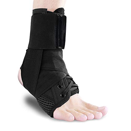 Lace Up Ankle Stabilizer Brace, Women Men Breathable Adjustable Foot Support Wrap for Sport, Ankle Sprain, Plantar Fasciitis, Injury Recovery - Thumbnail 4