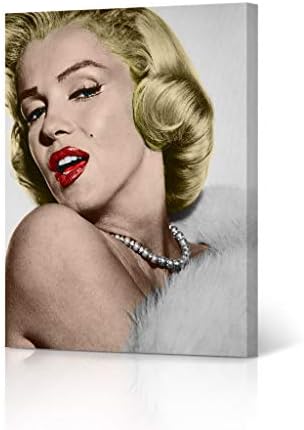 HB Art Design Marilyn Monroe Wall Decor in White Fur Colored Canvas Wall Art for Bedroom Canvas Print Fashion Living Room Bathroom Vintage Office Decor Made in The USA 17x11