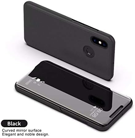 Vivo X21 Flip Case, Portable Smart Mirror Window Useful Devise Cover, LICHE Hard Shiny Make-Up View Stand Thin Slim Phone Light Case for Vivo X21 UD, Scan QR Code App, Black