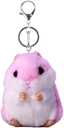 Womens Hamster Key Chain Plush Stuffed Animal Keychain for Purse Handbag Bag Car decor Pendant(Pink)