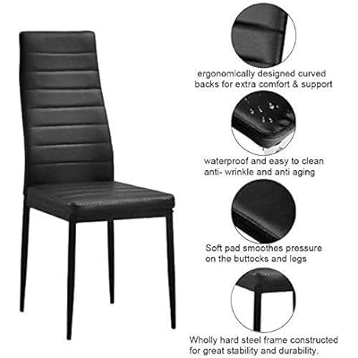 Buy Nozama Black Pu Leather Dining Chairs 4 Pcs Modern High Back Chairs Set Of 4 Kitchen Chairs Upholstered Dining Chairs For Kitchen Living Room With Padded Seat Foot Cap Protection 4
