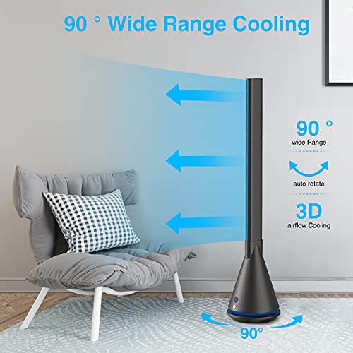 ULTTY Bladeless Tower Fan 90° Oscillating Fan With Remote, Quiet