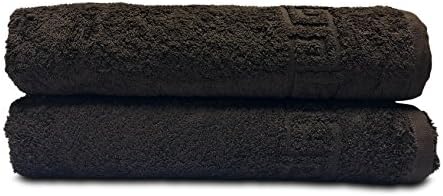 Goza Towels Greek Key Design Cotton Towels (Dark Brown, Bath Towels - 2 Pack)