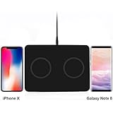 Dual Wireless Charging Pad, YOLIKE Dual Wireless Charger Pad for iPhone 8 iPhone 8 Plus iPhone X Samsung Note8 S8 S8+ S7 S7 Edge S6 S6 Edge and Other Qi-enabled Device(AC Adapter Included)-Black
