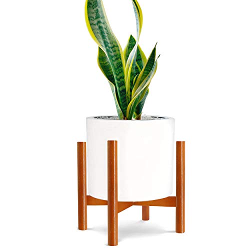 Honest Mid Century Modern Wood Indoor Plant Stand,(Plant and Pot NOT