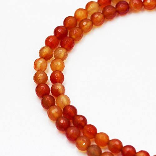 BRCbeads Gorgeous Faceted Orange Fire Agate Gemstone Round Loose Beads 8mm Approxi 15.5 inch 45pcs 1 Strand per Bag for Jewelry Making