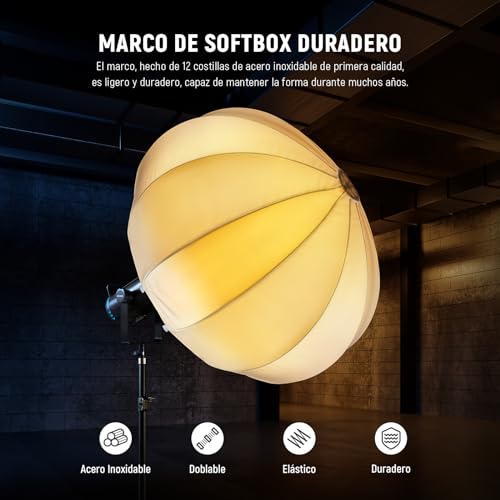 NEEWER 26"/65cm Softbox Linterna, 360° Difusor de Luz Liberación Rápida, Montura Bowens, Aleación Nailon Ligera para Iluminación Vídeo LED Continua RGB CB60, CB60B, CB200B, MS60B, MS60C, MS150B, NS26L