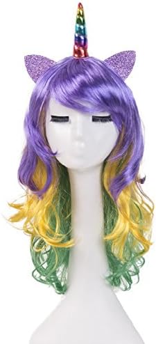 MOWANG Unicorn Hairband Wig Headdress Hair hoop Party Halloween Flower Headpiece