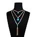 Jovono Boho Layered Necklace Gold Turquoise Pendant Necklaces Tassel Chain Jwwelry for Women and Girls (7Turquoise)