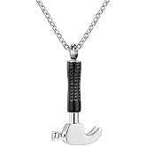 OutstandLong Hammer Urn Necklace for Ashes for Men Cremation Jewelry for Ashes for Women Keepsake Memorial Locket Pendant