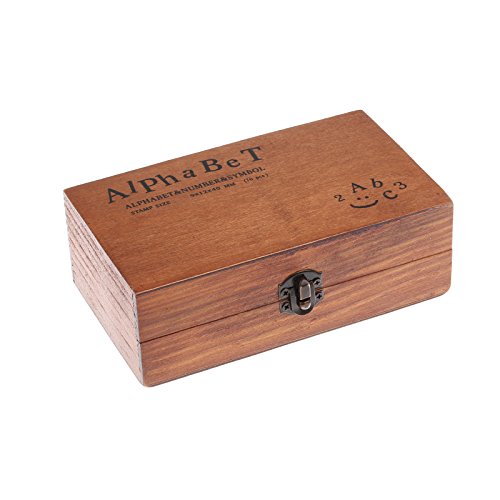 DDSKY Wooden Rubber Stamp Box Vintage Style 70 Pcs Alphabet Letter and Number Symbol Stamper Seal Set for DIY Craft Card Making Valentine's Day Gifts