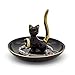 Exembe Happy Cat Posture Trinket Tray Decorative Ring Holder Jewelry Storage Dish Black/Golden Tail