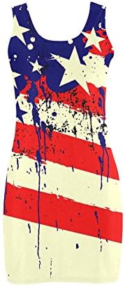 Women's Vintage Distressed American Flag stars Stripes Polyester Casual Vest Dress