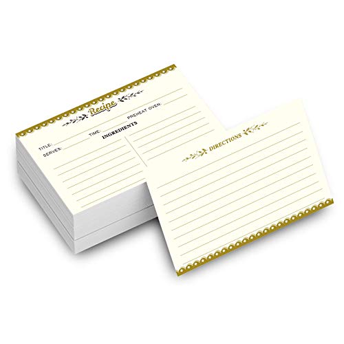 Premium Thick Cardstock Recipe Cards, Set of 50 Double Sided Recipe