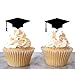 Coxeer Graduation Cake Topper, 48PCS Cupcake Topper Creative Graduation Cap Party Cake Topper (Black) ¡­