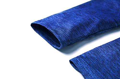 Derminpro Men\'s Quarter Zip Dri Fit Long Sleeve Lightweight Golf Shirts Athletic T-Shirt Sapphire Medium