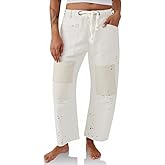 PLNOTME Womens Baggy Barrel Horseshoe Jeans Wide Leg Patchwork Low Rise Denim Pants with Pockets