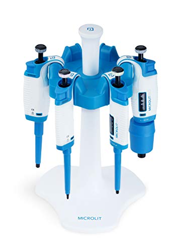 Micropipette Complete Starter Kit Set 0.5-10ul, 10-100ul, 100-1000ul, 1-10ml Single Channel with Tips Box/Packet and Pipette Carousel Stand by Microlit - Thumbnail 6