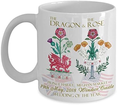 Prince Harry And Meghan The Dragon And The Rose Commemorative Coffee Mug