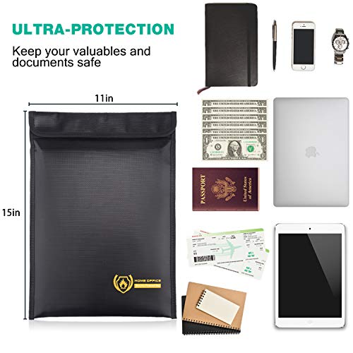 Fireproof Document Bags, Fire Water Resistant Money Bag Non-Itchy Silicone Coated Document Bag with Zipper Closure for Maximum Protection, Fireproof Safe Storage for Document, Cash, Passport, Jewelry