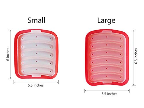 Non-Stick Silicone Sausage Mold for Homemade Hot Dogs, DIY Hot Dogs, FDA Approved and BPA Free, Hot Dog Mold for Oven and Microwave (Red, 6-Cavity)