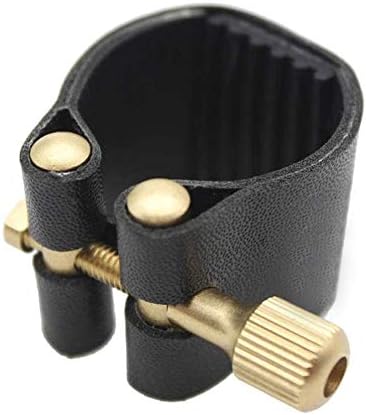 Funarrow Standard Alto Sax Ligature with Cap, Leather Saxophone Ligature Fastener for Alto Sax Bakelite Mouthpiece
