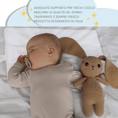 BABY WOLFY - Baby Cot Cushion 40 x 60 cm OEKO-TEX® Certified 1 2 3 4 Years 100% Cotton Anti-Dust Mite Hypoallergenic Breathable Soft for Bed Crib Stroller Nursery Made in Italy