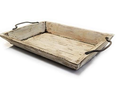 Farmhouse Rustic White Decorative Serving Tray- The Willow Brooks