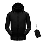 Men Women Lightweight Waterproof Rain Jacket UV Protect+Quick Dry Windproof Skin Coat Active Outdoor Hoodie Coat Cycling Running Sport Jacket with Storage Bag