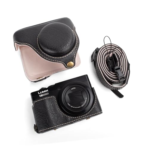 MUZIRI KINOKOO Funda para cámara digital Panasonic Lumix DC-TZ99, de piel sintética, para Lumix TZ99, funda extraíble con correa de hombro ajustable, color negro