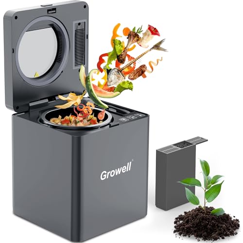 Growell Electric Composter EC02 - 2.5L Countertop Compost Bin with Auto-Clean & LED Display