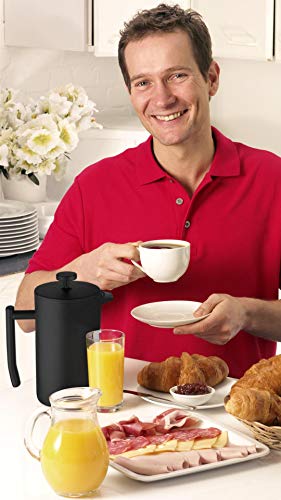(Renewed) Belwares Large French Press Coffee Maker with Extra Filters for a Richer and Fuller Coffee Flavor, Designed with Double Wall Black Stainless Steel to Preserve Hot Coffee Temperature (50oz)