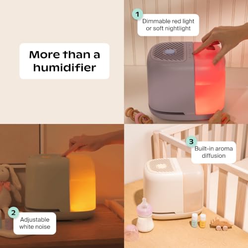 Canopy Nursery Humidifier 2.0, White, 36 HR Run Time, 2.5L Capacity Tank - Sleep Lights, White Noise, Clean Aroma Diffusion - Promote Deep Sleep & Happy Skin - Humidifier, Filter & Aroma Kit