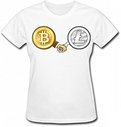 ZFTYOO Bitcoin and Litecoin Fun Tshirt Printed T-Shirts Best Quality Women's Tee White