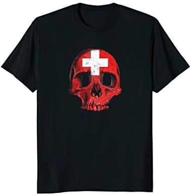 Switzerland Flag Skull Shirt Distressed Vintage Swiss Gift