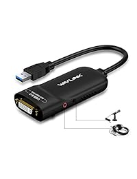 wavlink adaptador USB 3.0 a DVI con puerto de audio video Graphic Display Supporting Resolución de 2048 x 1152 para varios monitores Windows y mac black