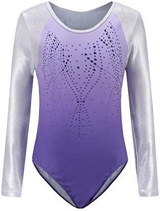 Girls Gymnastics Leotards One-Piece 5-14 Years Shiny Practice Outfit
