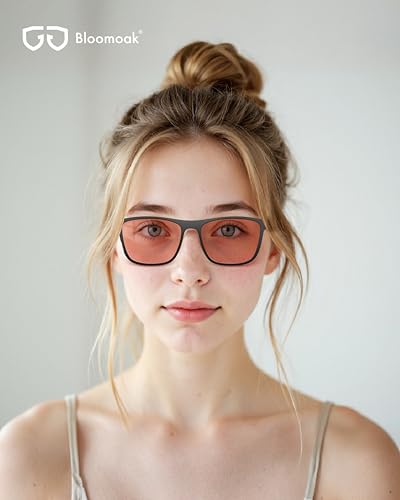 Bloomoak Gafas de color rosa antimigraña, FL-Flex gafas rosas contra la sensibilidad a la luz, el deslumbramiento LED, la fotofobia y la fatiga ocular