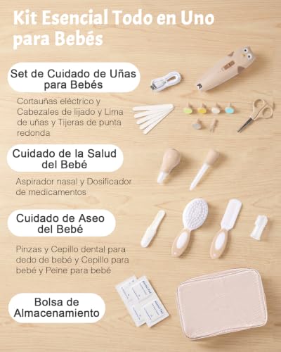 Lictin Baby Grooming Kit, 25 in 1 Electric Nail Clipper Set, Baby Safe Nail File with Auto Light, Newborn Nail Kit, Portable Baby Care Kit for Kids and