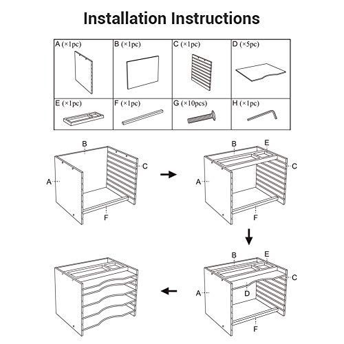Bamboo File Organizer Desk Paper Sorter with 5 Adjustable Shelves Dividers Workspace Organizer with Top Storage Parts