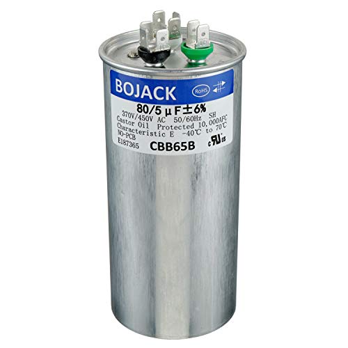 BOJACK 80+5 uF 80/5 MFD ±6% 370/450 V AC CBB65 Dual Run Circular Start Capacitor for AC Motor Run or Fan Start or Condenser Straight Cool or Heat Pump Air Conditioner: Industrial & Scientific