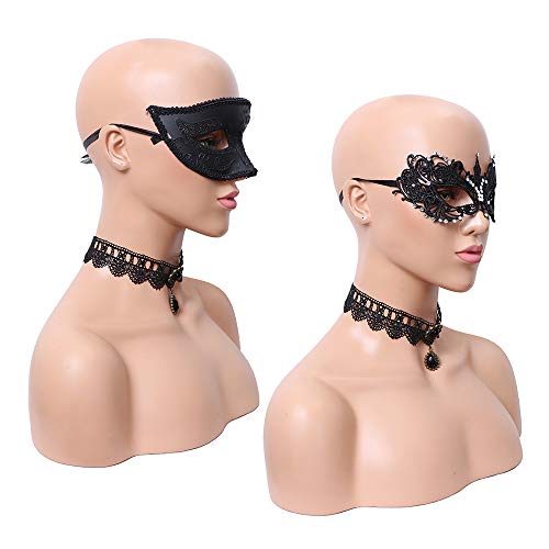 YMHPRIDE-Maschera-per-Mascherata-per-Coppie-Maschera-Veneziana-con-Strass-Maschera-per-Mardi-Gras-Maschera-in-Pizzo-per-Donne-Maschera-da-Ballo-da-Ballo-Maschera-per-Costume-di-Halloween-Nero