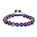 BRCbeads Gemstone Bracelets Purple Amethyst Natural Gemstones Birthstone Healing Power Crystal Beads Handmade 10mm Stretch Macrame Adjustable Loose Beads With Gift Box Unisex